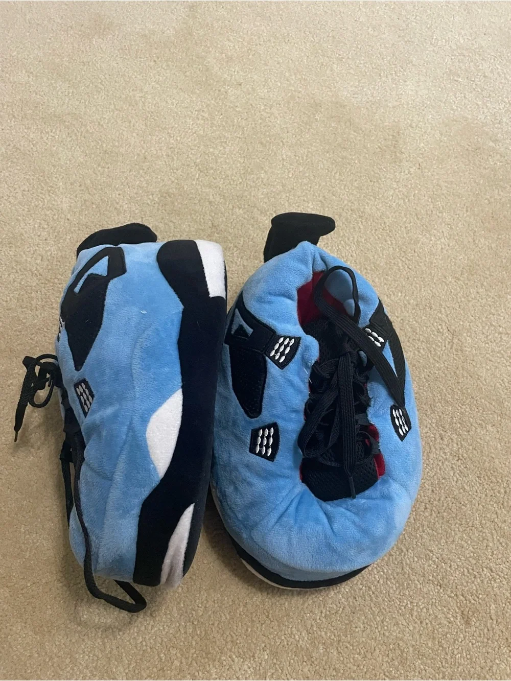 Kids Blue Plush Sneaker Slippers - Lightweight Indoor Shoes
